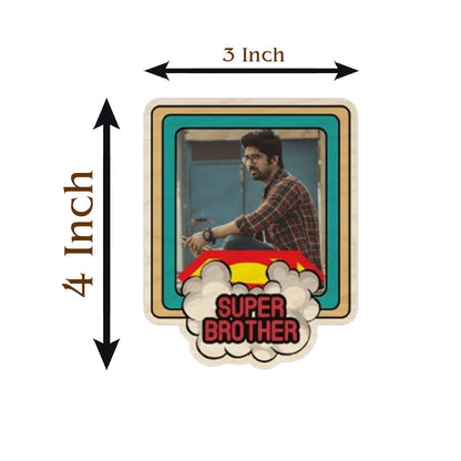 Super Brother Fridge Magnet in Wood with Comic Cloud Burst Photo - Sblossom