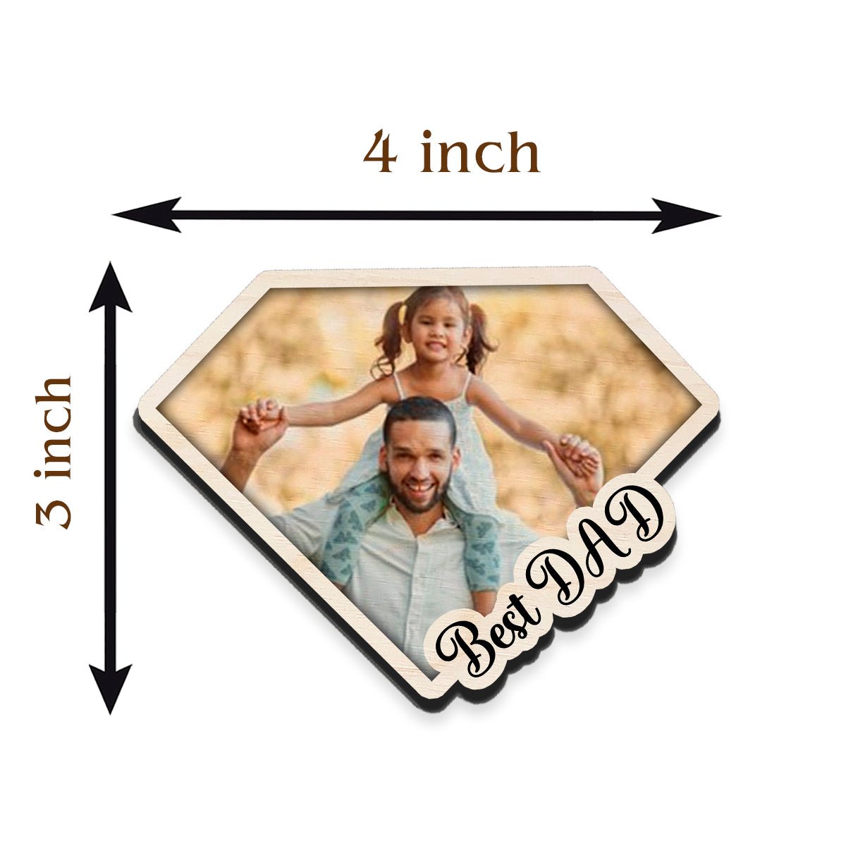 Superman Dad Fridge Magnet in Wood with Best Dad Photo Design - Sblossom