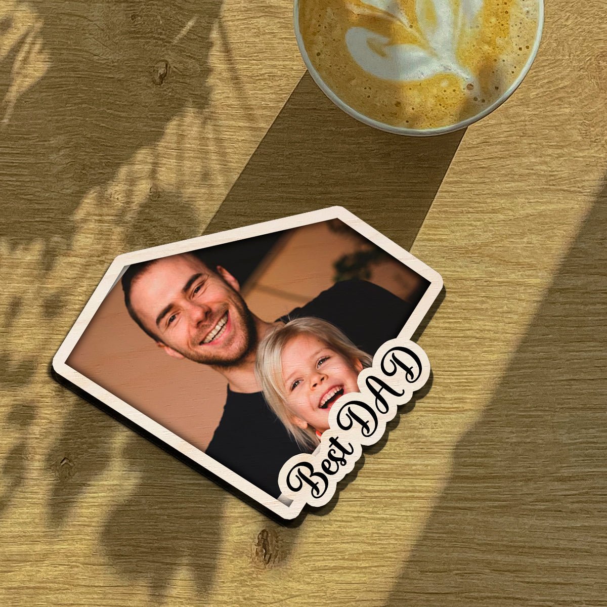 Superman Dad Fridge Magnet in Wood with Best Dad Photo Design - Sblossom