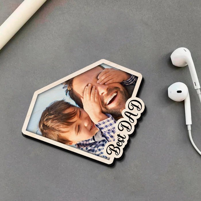 Superman Dad Fridge Magnet in Wood with Best Dad Photo Design - Sblossom