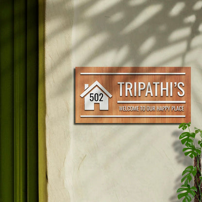 Surname Family Name Plate – House Icon Welcome in 3D - Sblossom