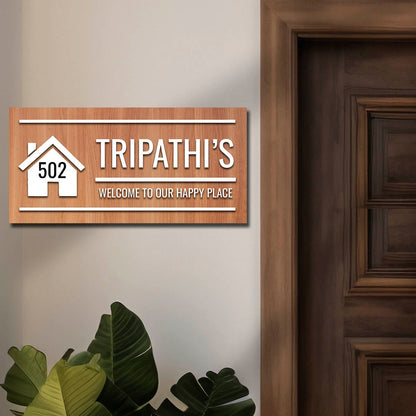 Surname Family Name Plate – House Icon Welcome in 3D - Sblossom