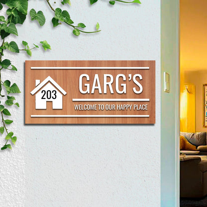 Surname Family Name Plate – House Icon Welcome in 3D - Sblossom