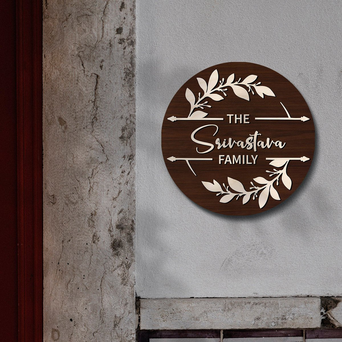 Surname House Name Plate – Round Family Sign in 3D - Sblossom