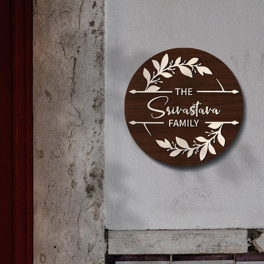 Surname House Name Plate – Round Family Sign in 3D - Sblossom