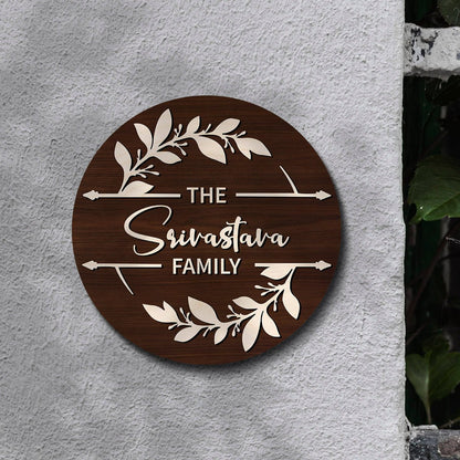 Surname House Name Plate – Round Family Sign in 3D - Sblossom