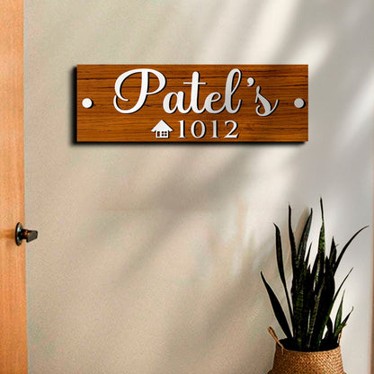 Surname Name Plate Design for Home, 12x4 Inch - Sblossom