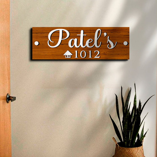 Surname Name Plate Design for Home, 12x4 Inch - Sblossom