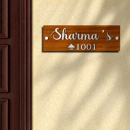 Surname Name Plate Design for Home, 12x4 Inch - Sblossom