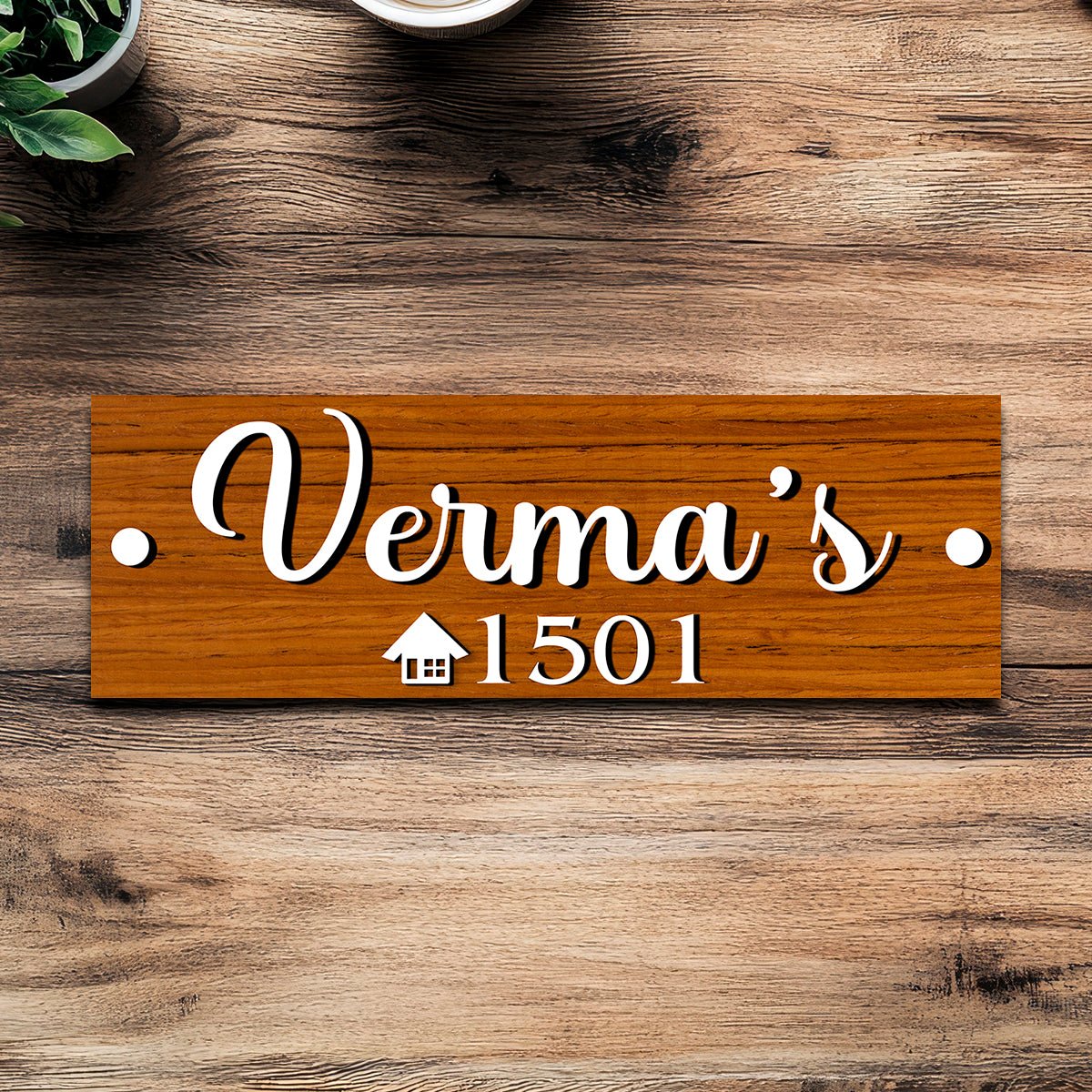 Surname Name Plate Design for Home, 12x4 Inch - Sblossom