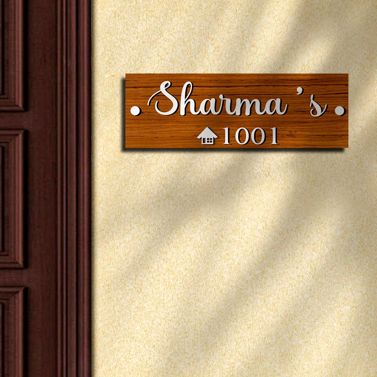 Surname Name Plate Design for Home, 12x4 Inch - Sblossom