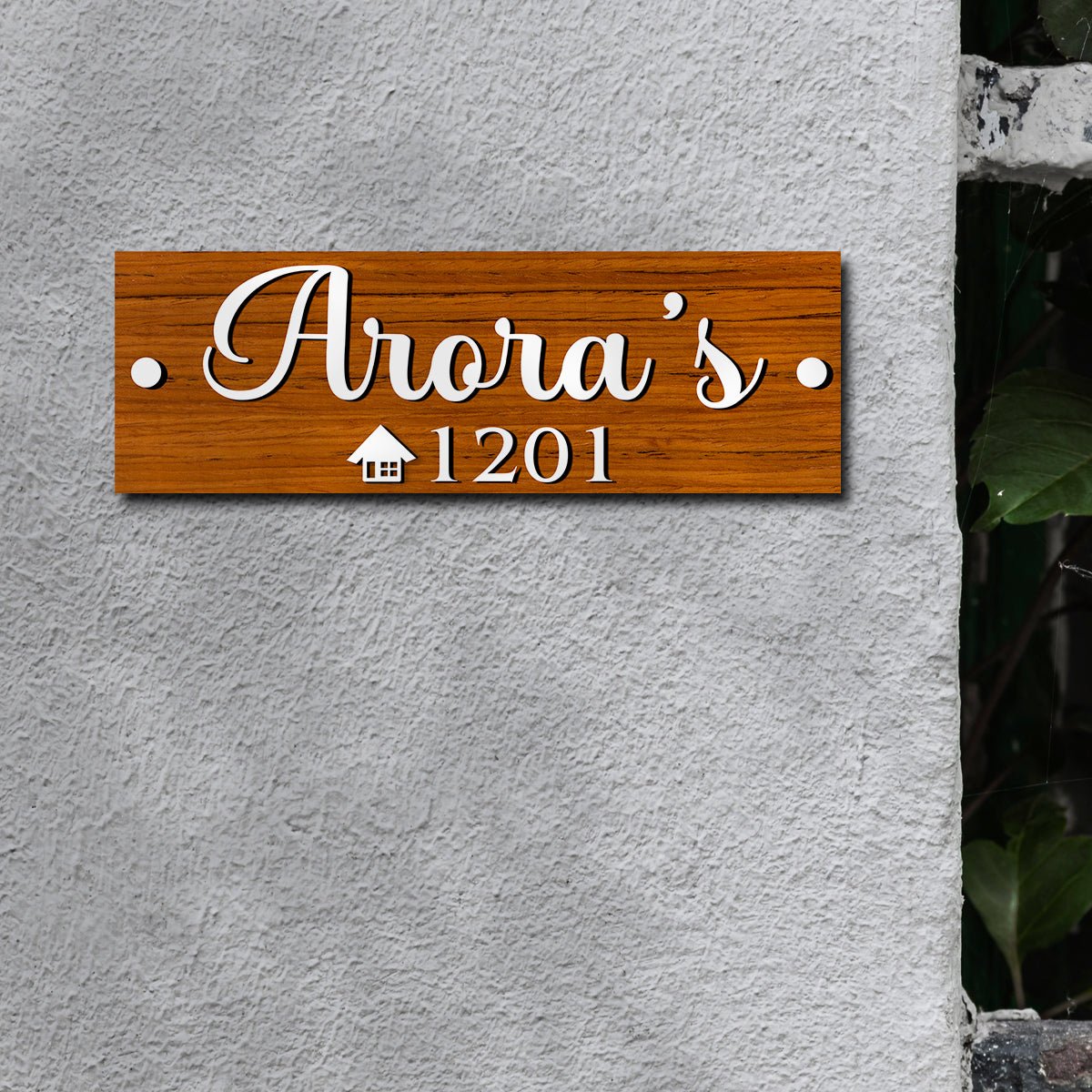 Surname Name Plate Design for Home, 12x4 Inch - Sblossom