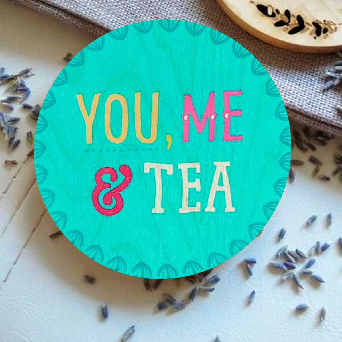 Tea Coasters Set in Wood with Round Quote Design Set of 4 - Sblossom