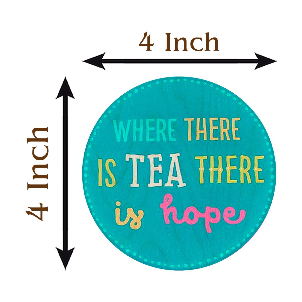 Tea Coasters Set in Wood with Round Quote Design Set of 4 - Sblossom