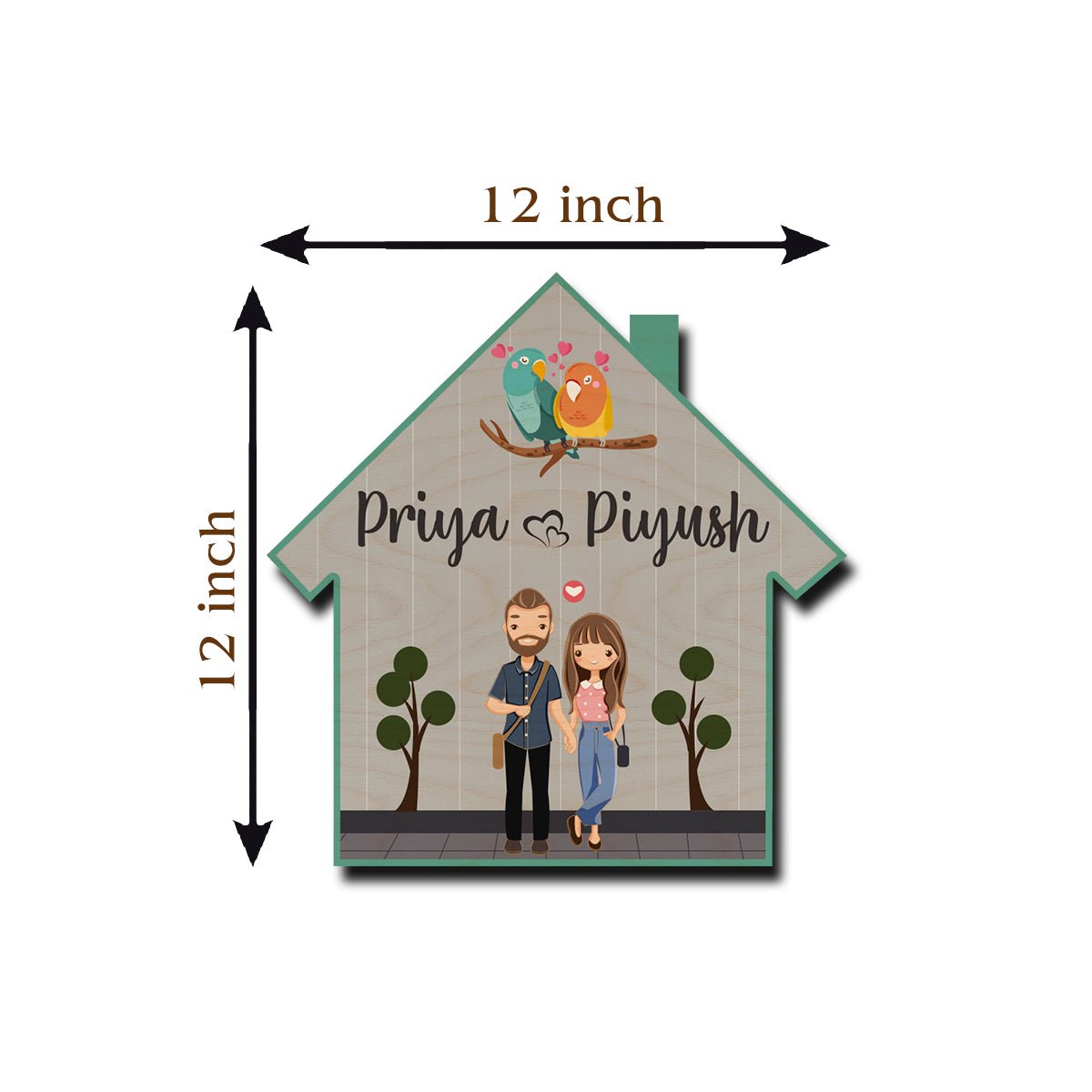 Teal Hut-Style Couple Name Plate for Entrance Door - Sblossom