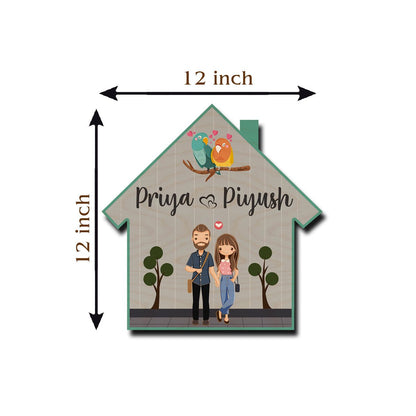 Teal Hut-Style Couple Name Plate for Entrance Door - Sblossom