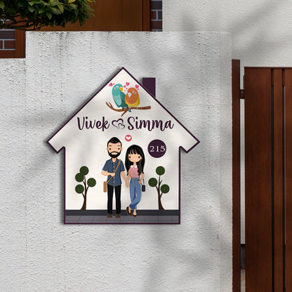Teal Hut-Style Couple Name Plate for Entrance Door - Sblossom