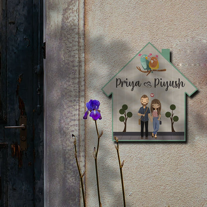 Teal Hut-Style Couple Name Plate for Entrance Door - Sblossom