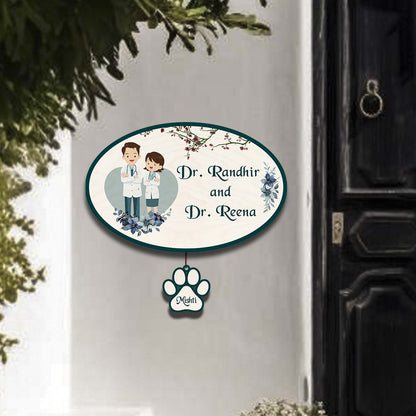 Teal-Panel Doctor Pet Name Plate for Home – Couple - Sblossom