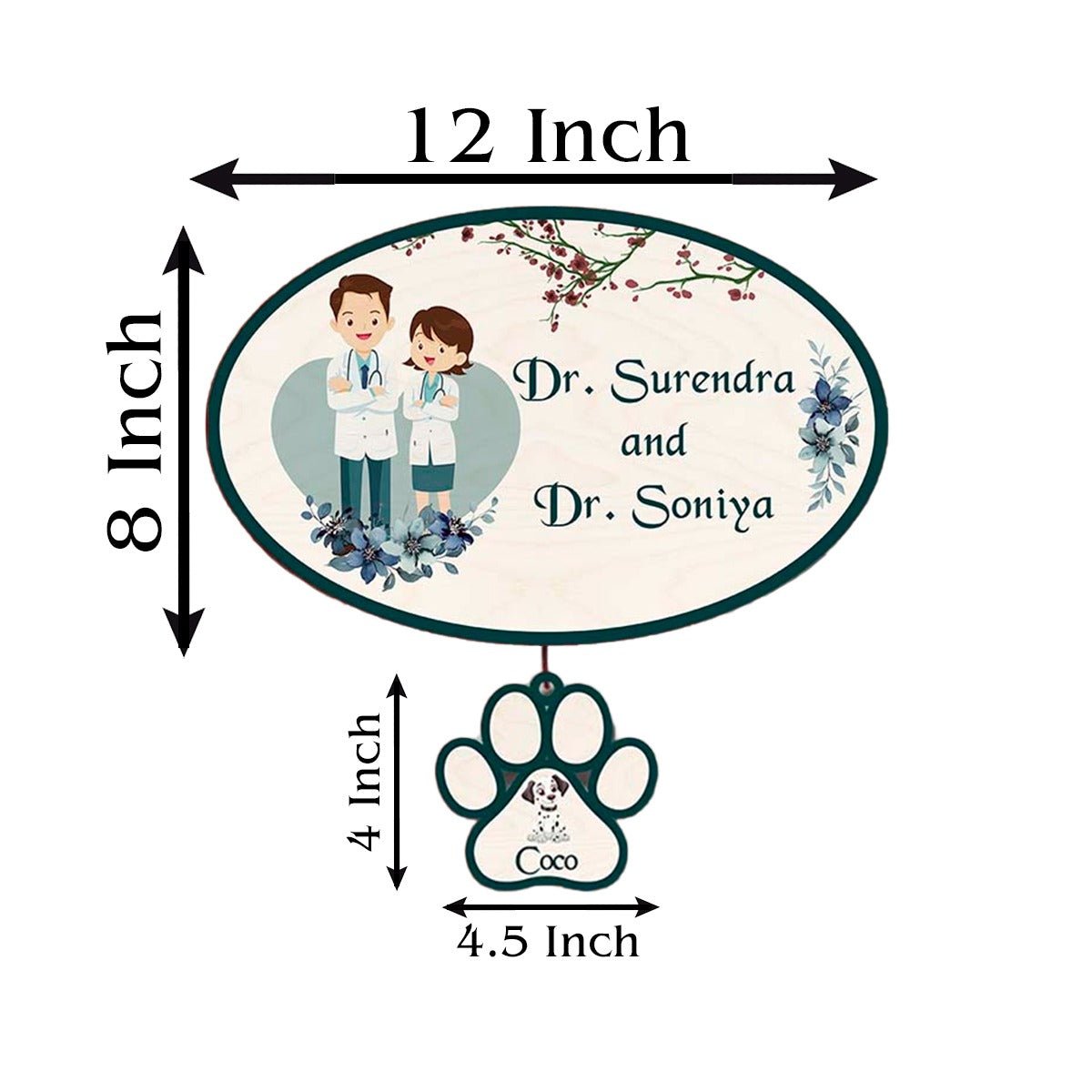 Teal-Panel Doctor Pet Name Plate for Home – Couple - Sblossom