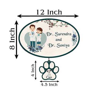 Teal-Panel Doctor Pet Name Plate for Home – Couple - Sblossom