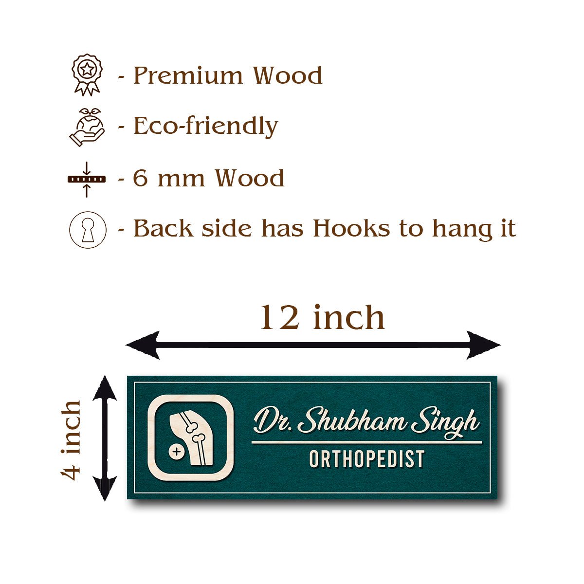 Teal-Slim Orthopedist Doctors Nameplate for Clinic – Print - Sblossom