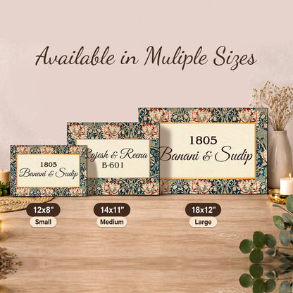 Textile Floral Border Name Plate – Vintage Print for Main Door - Sblossom