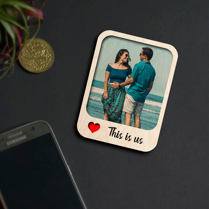 This Is Us Couple Magnet in Wood with Heart Photo Print Design - Sblossom
