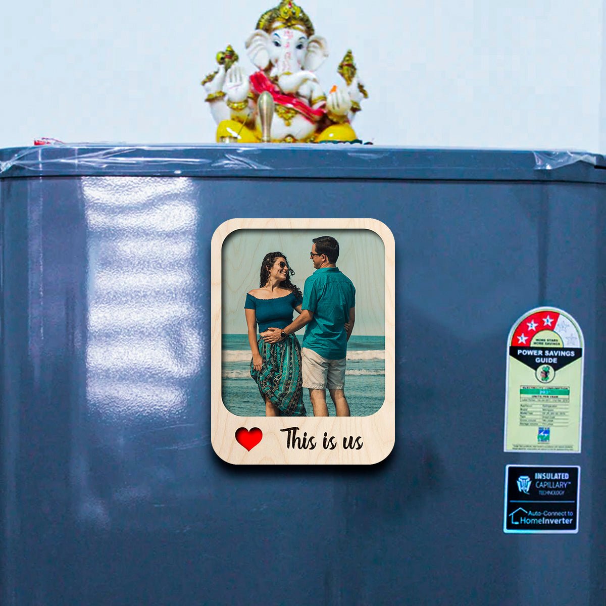This Is Us Couple Magnet in Wood with Heart Photo Print Design - Sblossom