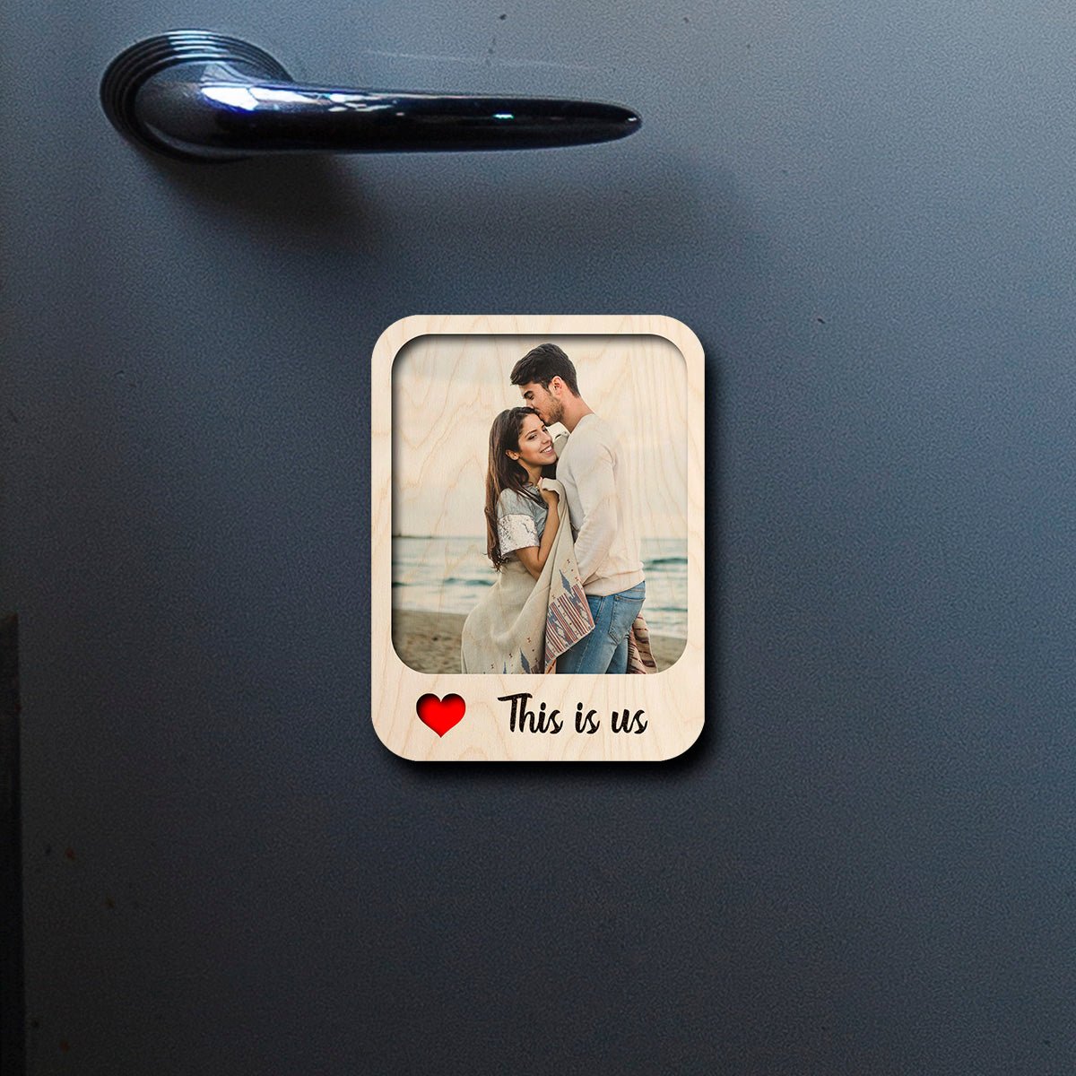 This Is Us Couple Magnet in Wood with Heart Photo Print Design - Sblossom