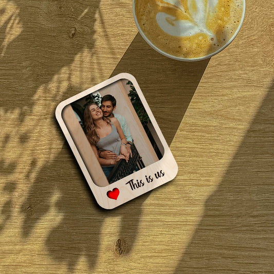 This Is Us Couple Magnet in Wood with Heart Photo Print Design - Sblossom