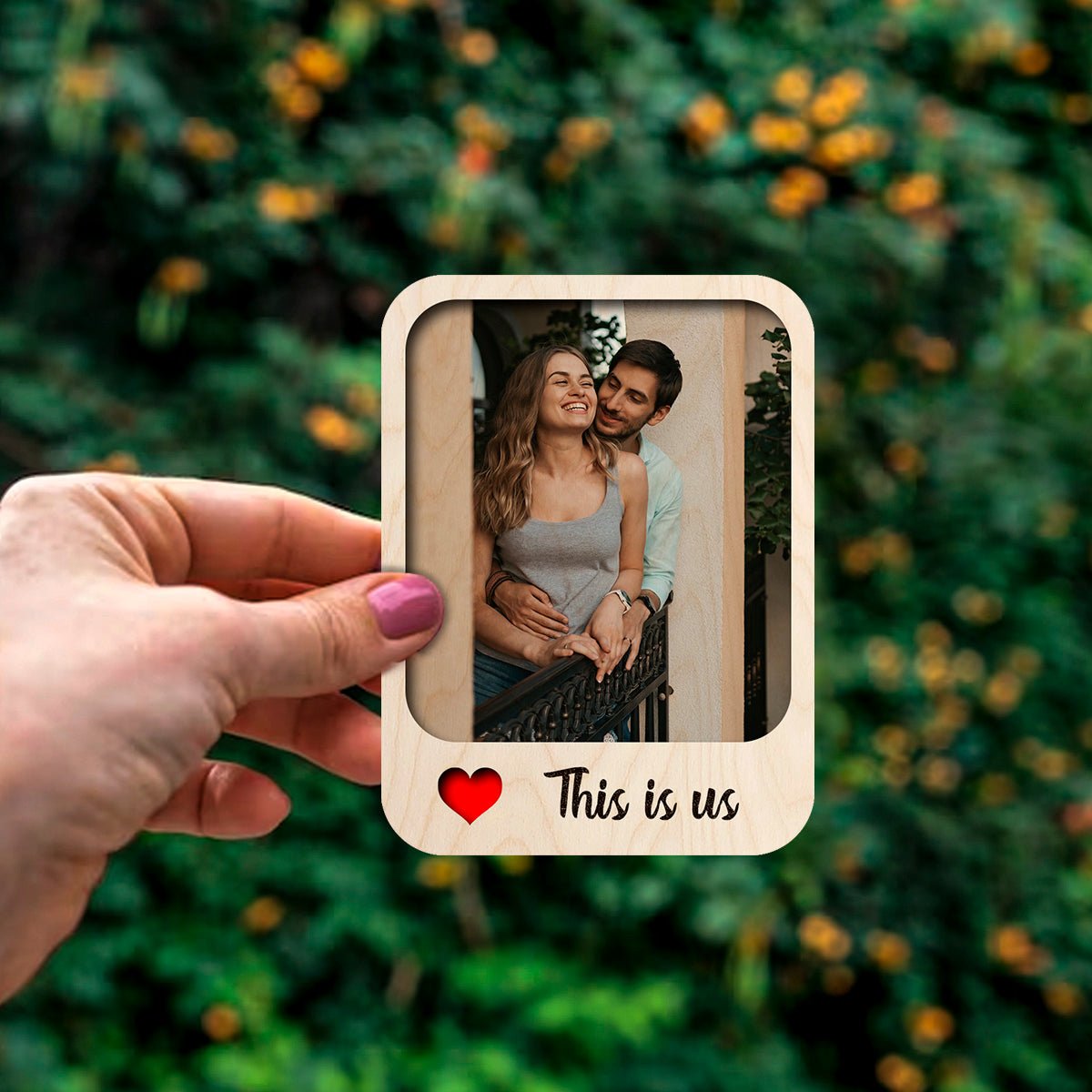 This Is Us Couple Magnet in Wood with Heart Photo Print Design - Sblossom