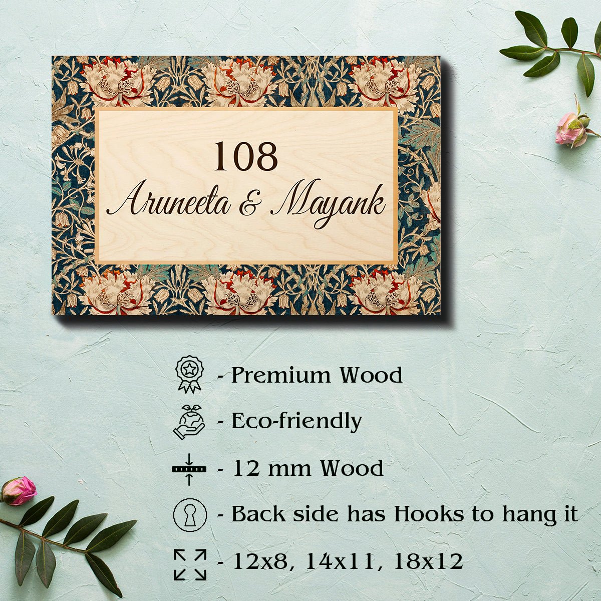 Tile-Pattern Name Plate Design for Main Door - Sblossom
