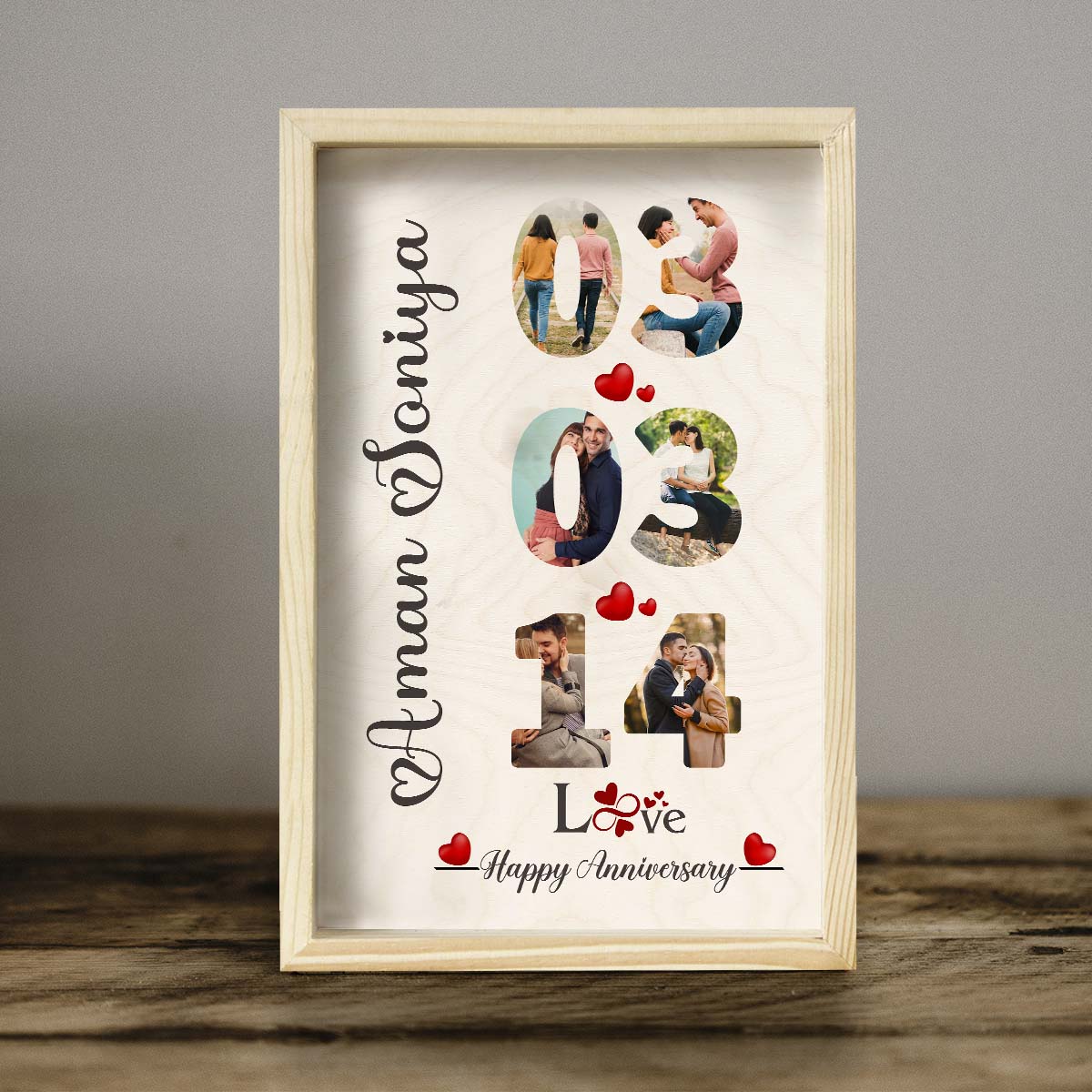 Timeless Love Anniversary Frame in Wood with Personalized Photo - Sblossom
