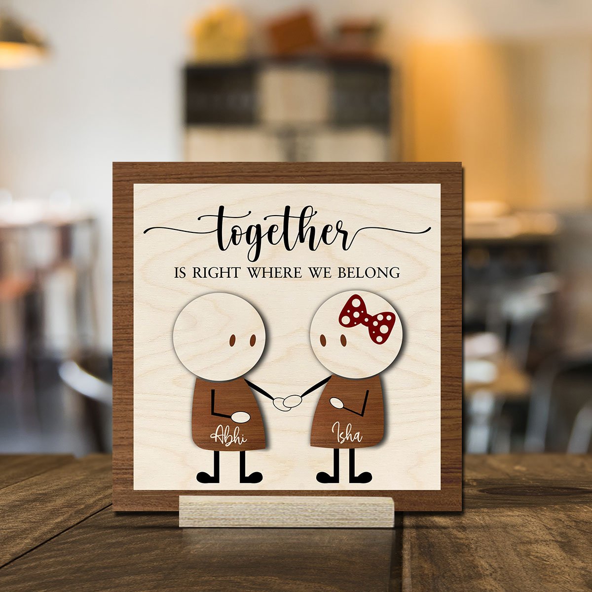 Together Forever Couple Woodprint with Personalized 3D Names - Sblossom