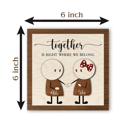 Together Forever Couple Woodprint with Personalized 3D Names - Sblossom