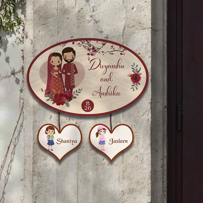 Traditional Oval Dual Couple Name Plate for Entrance - Sblossom