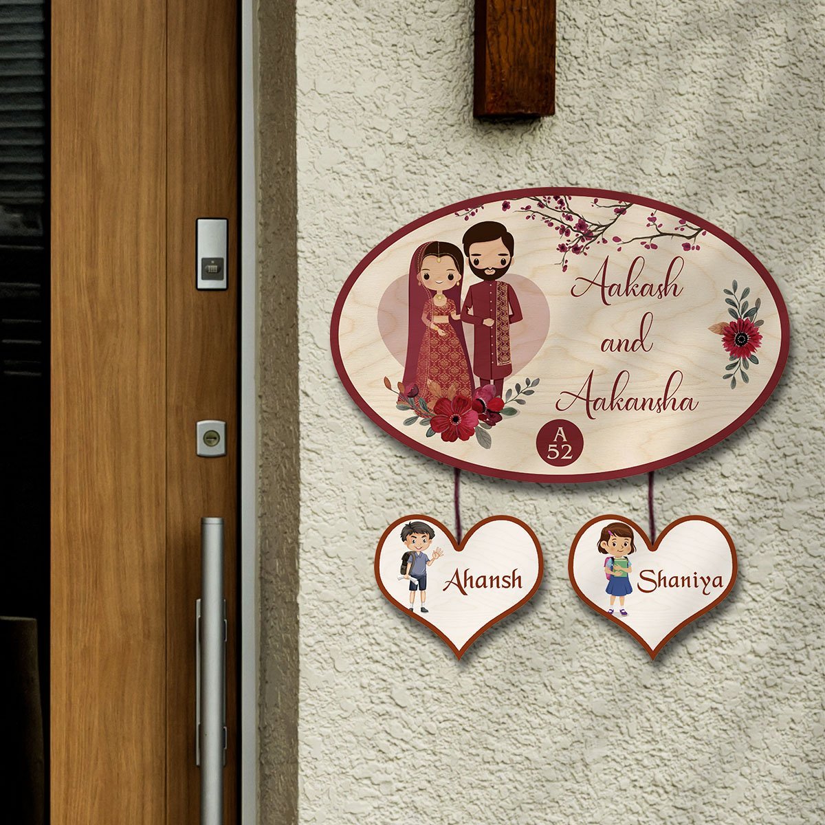 Traditional Oval Dual Couple Name Plate for Entrance - Sblossom