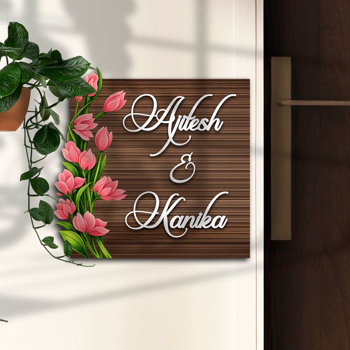 Tulip Name Plate Design for Couple Home – Tulips - Sblossom