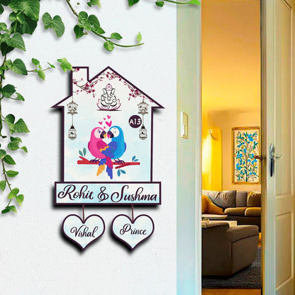Twin Bird Couple Name Board Design for Door – Set - Sblossom