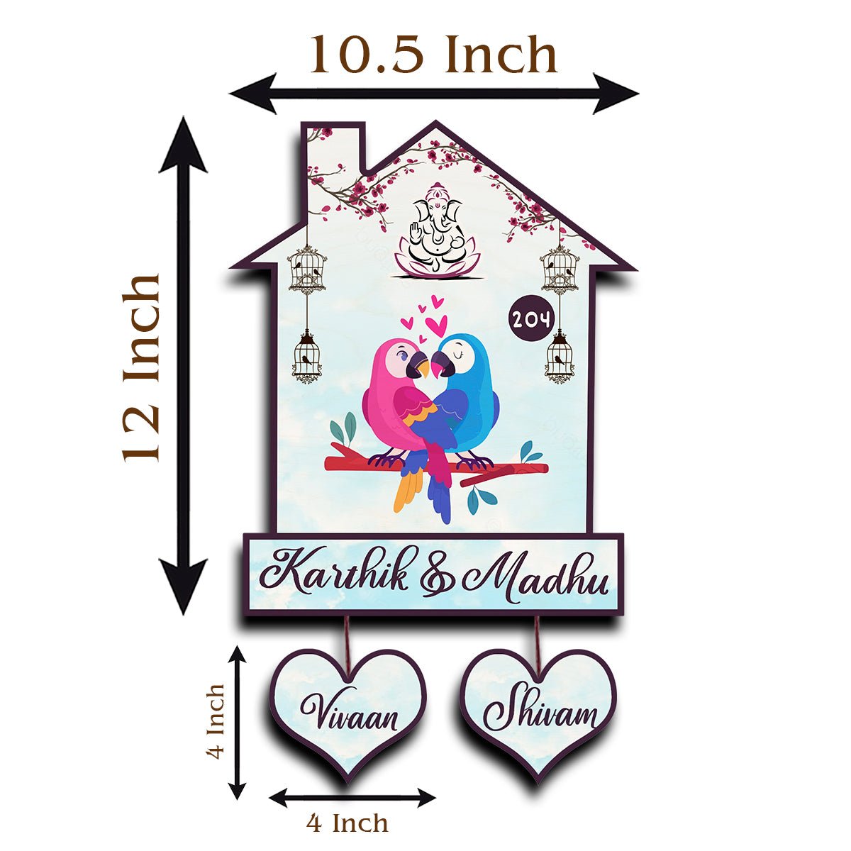 Twin Bird Couple Name Board Design for Door – Set - Sblossom