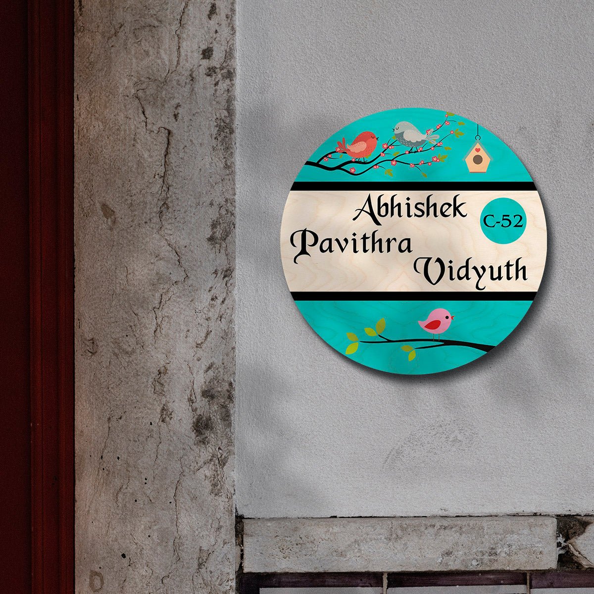 Twin-Bird Design of Name Plate for Couple - Sblossom