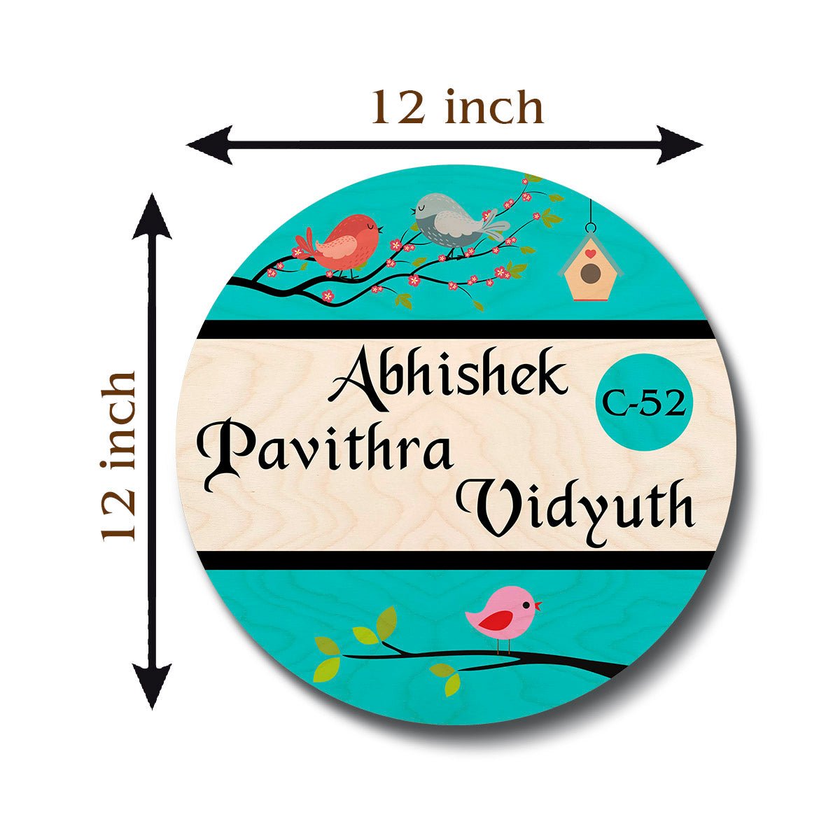 Twin-Bird Design of Name Plate for Couple - Sblossom