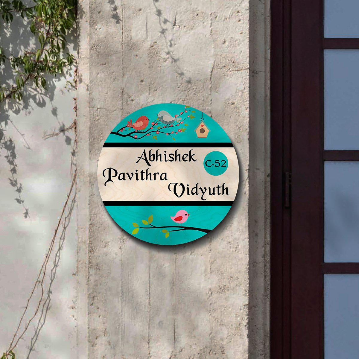 Twin-Bird Design of Name Plate for Couple - Sblossom