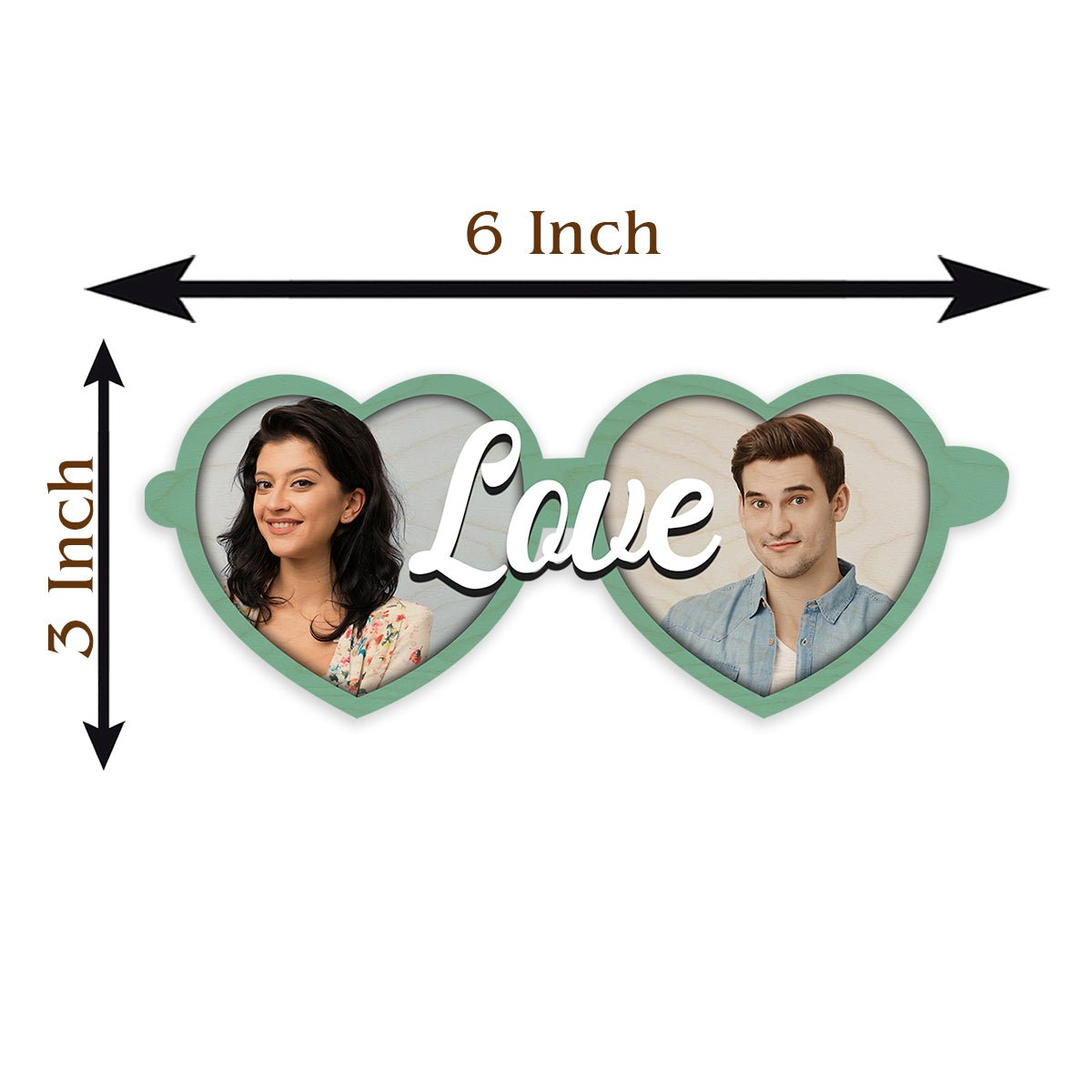 Twin Heart Couple Magnet in Wood with Love Cutout Photo Design - Sblossom