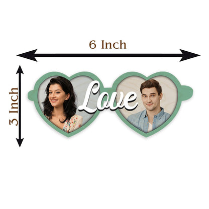 Twin Heart Couple Magnet in Wood with Love Cutout Photo Design - Sblossom