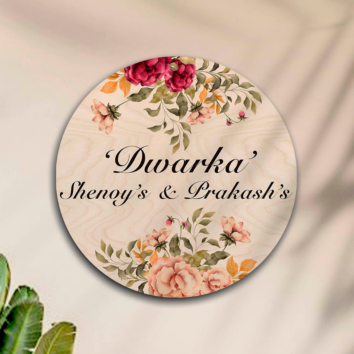 Two Tone Family Name Plate – Vintage Floral Round - Sblossom