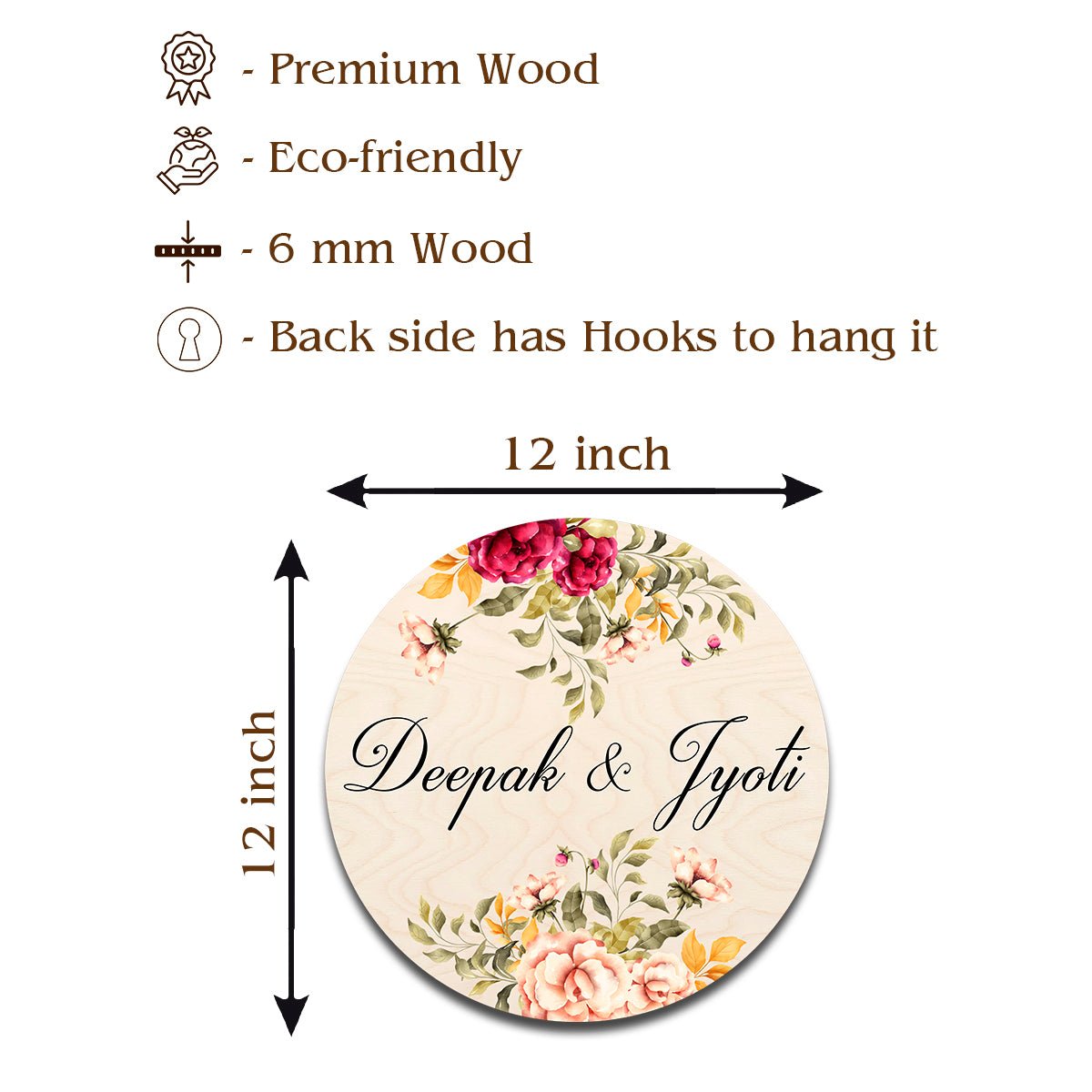 Two Tone Family Name Plate – Vintage Floral Round - Sblossom