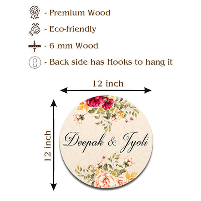 Two Tone Family Name Plate – Vintage Floral Round - Sblossom