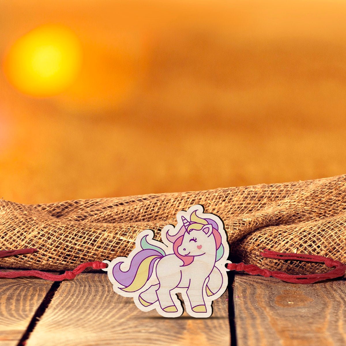 Unicorn Rakhi in Wood with Cute Design for Brother and Sister - Sblossom